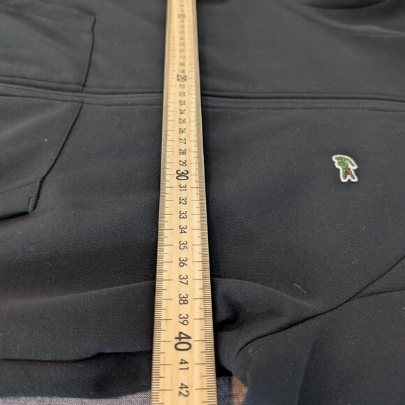 Lacoste Women's Zip-Up Black Sweatshirt with White Bands on Sleeves - Size 38 - Picture 7 of 12